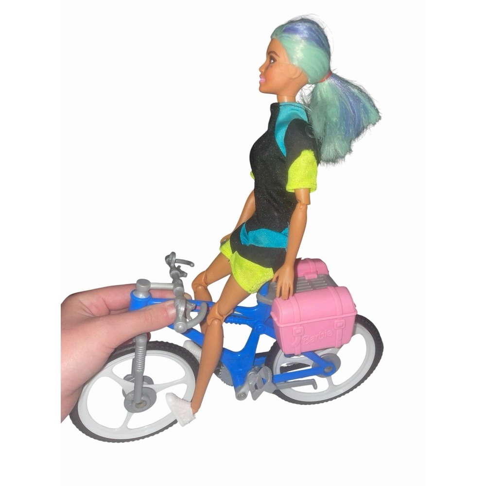 Barbie Moveable With Athletic Gear And A Blue Mountain Bike With Bags